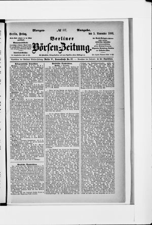 Berliner Börsen-Zeitung vom 05.11.1886