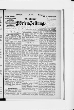 Berliner Börsen-Zeitung vom 10.11.1886