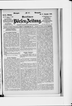 Berliner Börsen-Zeitung vom 17.11.1886