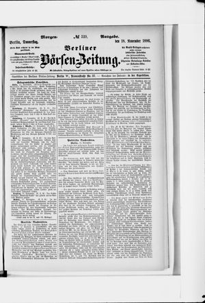 Berliner Börsen-Zeitung vom 18.11.1886