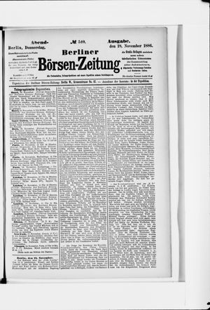 Berliner Börsen-Zeitung vom 18.11.1886