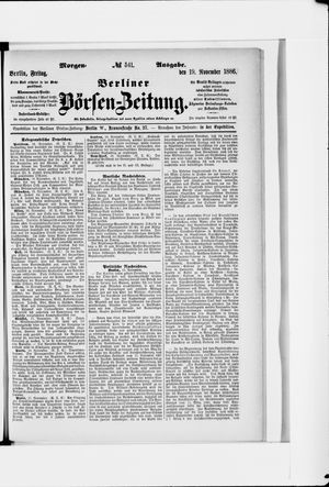 Berliner Börsen-Zeitung vom 19.11.1886