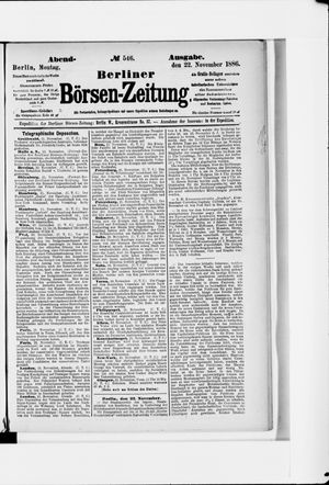 Berliner Börsen-Zeitung vom 22.11.1886