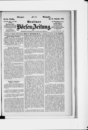 Berliner Börsen-Zeitung vom 23.11.1886