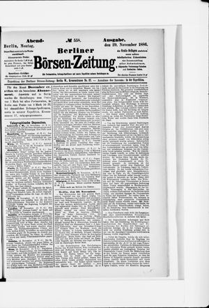 Berliner Börsen-Zeitung vom 29.11.1886