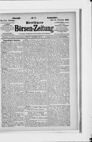 Berliner Börsen-Zeitung vom 11.02.1887