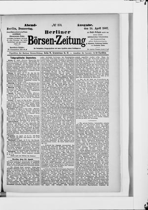 Berliner Börsen-Zeitung vom 14.04.1887