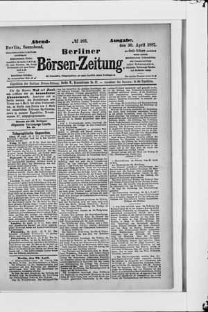 Berliner Börsen-Zeitung vom 30.04.1887