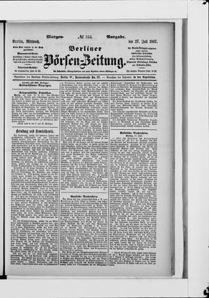 Berliner Börsen-Zeitung vom 27.07.1887