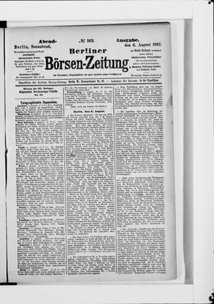 Berliner Börsen-Zeitung vom 06.08.1887