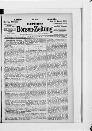 Berliner Börsen-Zeitung vom 10.08.1887