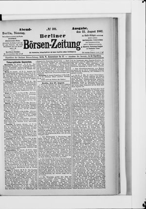 Berliner Börsen-Zeitung vom 23.08.1887