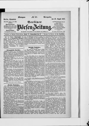 Berliner Börsen-Zeitung vom 27.08.1887