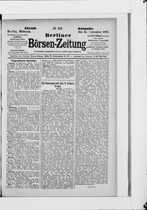 Berliner Börsen-Zeitung vom 14.09.1887