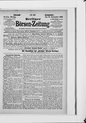 Berliner Börsen-Zeitung vom 19.09.1887