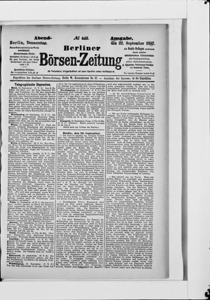 Berliner Börsen-Zeitung vom 22.09.1887