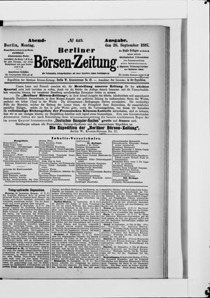 Berliner Börsen-Zeitung vom 26.09.1887