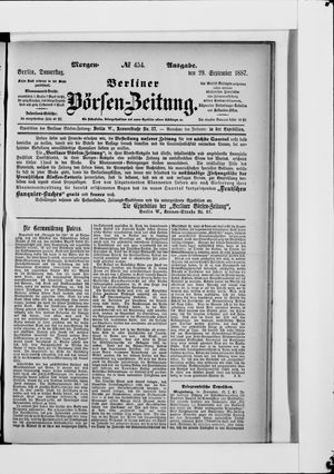 Berliner Börsen-Zeitung vom 29.09.1887