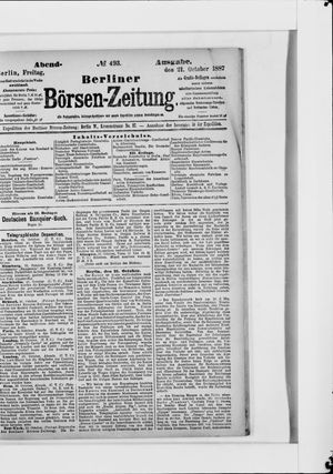 Berliner Börsen-Zeitung vom 21.10.1887