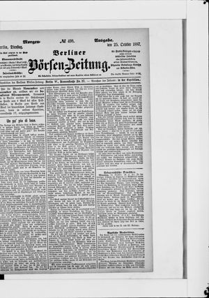 Berliner Börsen-Zeitung vom 25.10.1887