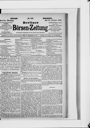 Berliner Börsen-Zeitung vom 25.10.1887