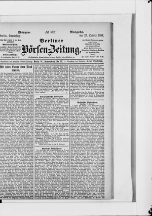 Berliner Börsen-Zeitung vom 27.10.1887