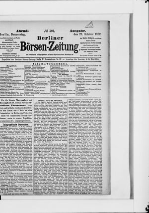 Berliner Börsen-Zeitung vom 27.10.1887