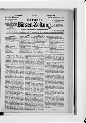 Berliner Börsen-Zeitung vom 01.11.1887