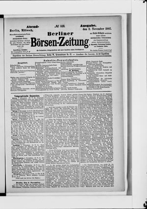Berliner Börsen-Zeitung vom 02.11.1887