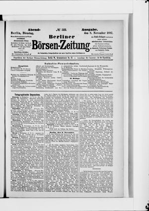 Berliner Börsen-Zeitung vom 08.11.1887