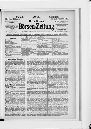Berliner Börsen-Zeitung vom 09.11.1887