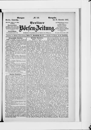 Berliner Börsen-Zeitung vom 10.11.1887