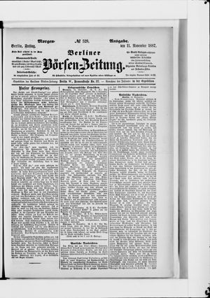 Berliner Börsen-Zeitung vom 11.11.1887