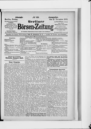 Berliner Börsen-Zeitung vom 11.11.1887