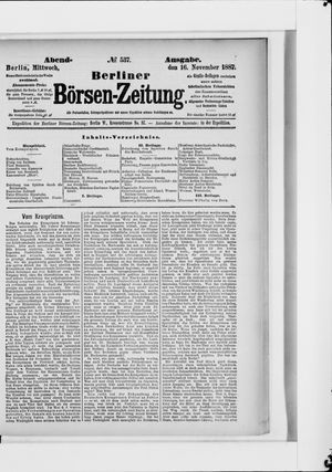 Berliner Börsen-Zeitung vom 16.11.1887