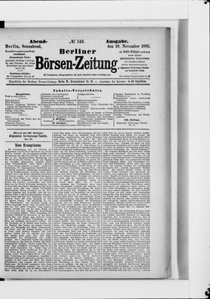 Berliner Börsen-Zeitung vom 19.11.1887