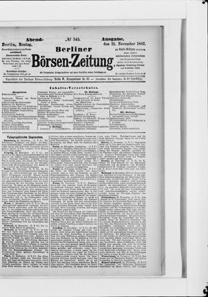 Berliner Börsen-Zeitung vom 21.11.1887