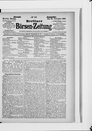 Berliner Börsen-Zeitung vom 28.11.1887