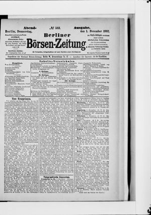 Berliner Börsen-Zeitung vom 01.12.1887