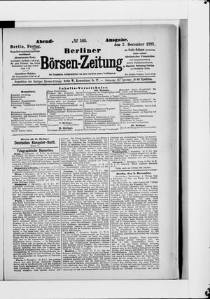Berliner Börsen-Zeitung vom 02.12.1887
