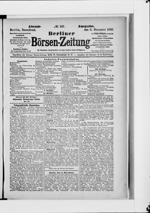 Berliner Börsen-Zeitung on Dec 3, 1887