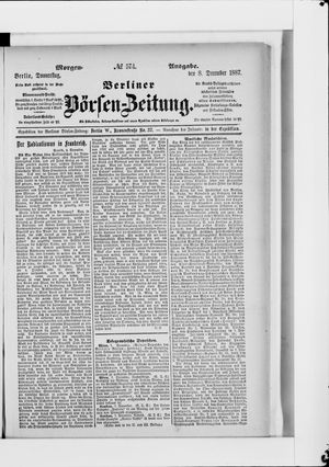 Berliner Börsen-Zeitung on Dec 8, 1887