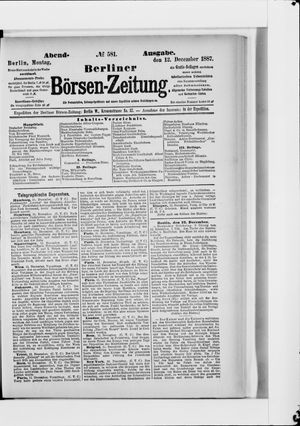 Berliner Börsen-Zeitung vom 12.12.1887