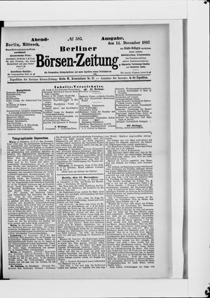 Berliner Börsen-Zeitung vom 14.12.1887