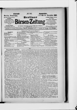 Berliner Börsen-Zeitung vom 15.12.1887