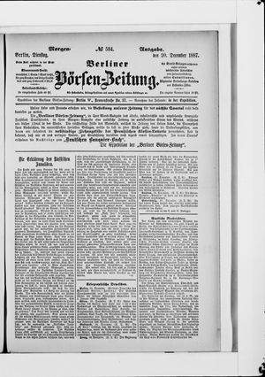 Berliner Börsen-Zeitung vom 19.12.1887