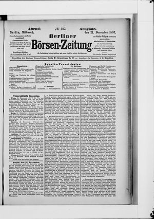 Berliner Börsen-Zeitung vom 21.12.1887