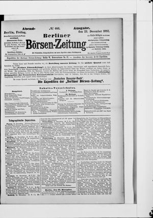 Berliner Börsen-Zeitung vom 23.12.1887