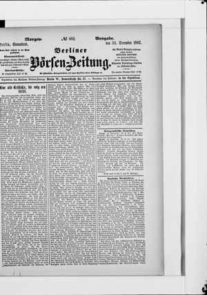 Berliner Börsen-Zeitung vom 24.12.1887