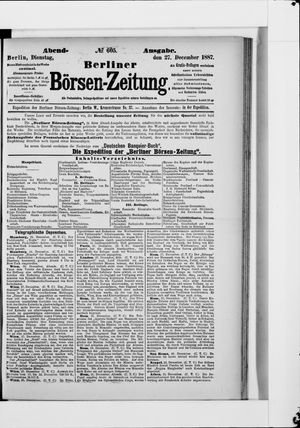 Berliner Börsen-Zeitung vom 27.12.1887